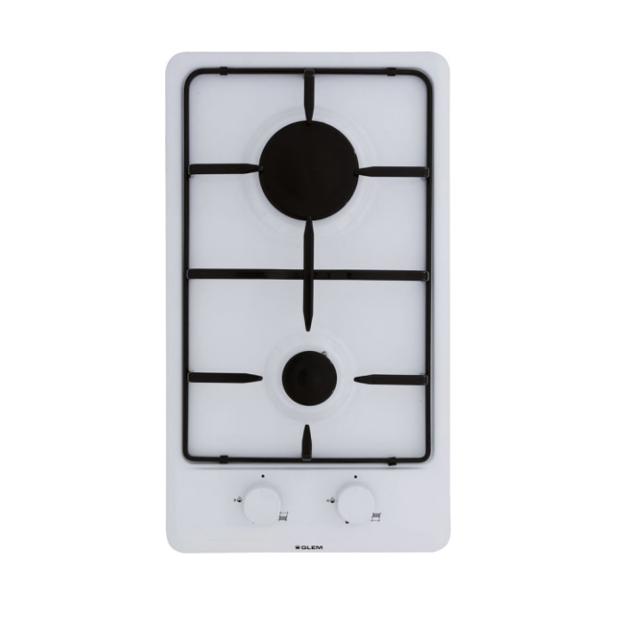 Placa de gas GLP 2 fuegos blanca