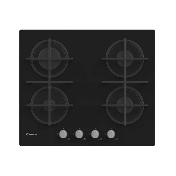Plaque gaz naturel 4 foyers – Verre noir
