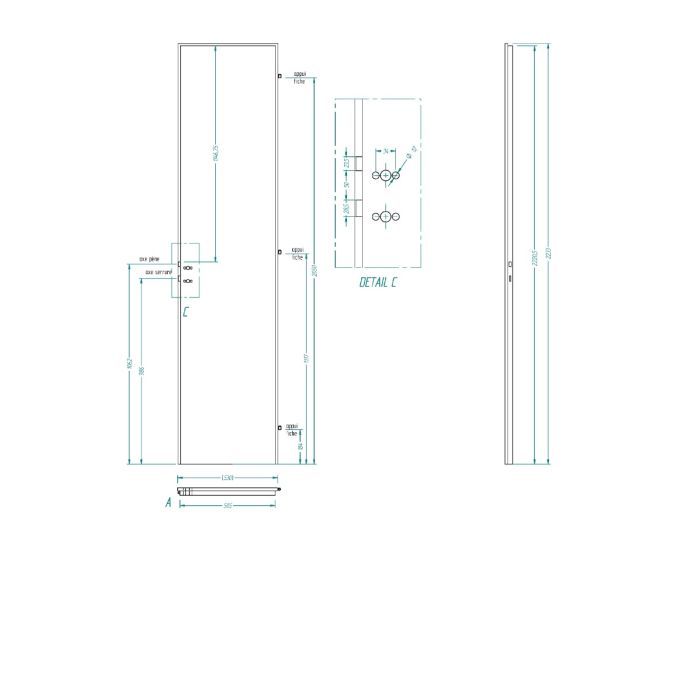 Porte de communication ISO 2233 x 530 droite poussante