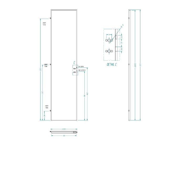 Porte de communication ISO 2233 x 530 gauche poussante