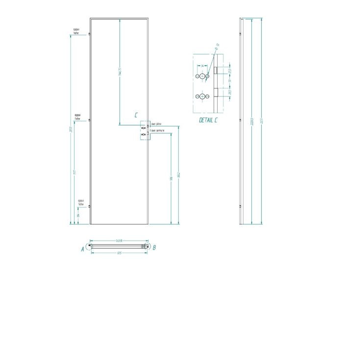Porte de communication ISO 2233 x 630 gauche poussante