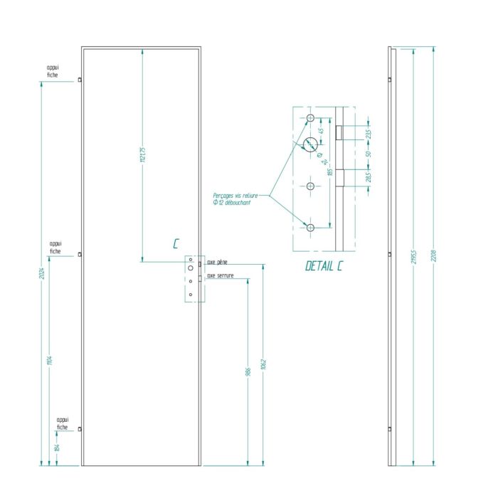 Porte Isoplane GP  2208 × 630 × 40 mm