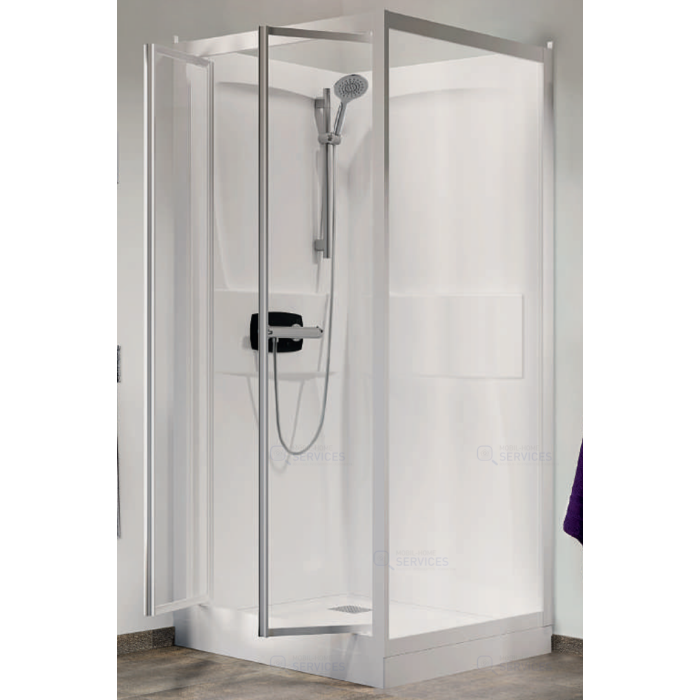 Cabine de douche 80 x 80 x 199 cm d'angle avec 2 portes pivotantes