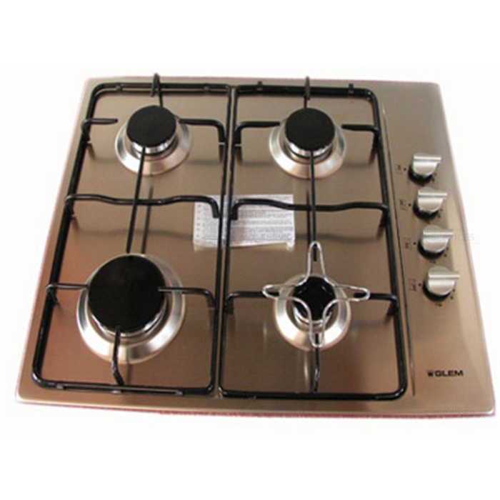 Plaque gaz 4 feux inox + Piezzo + thermocouple