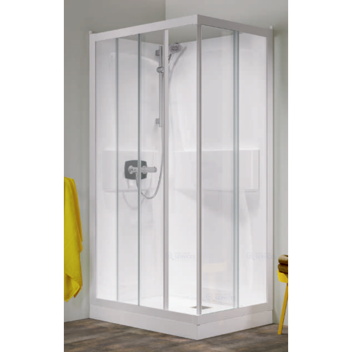 Cabine de douche 90 x 90 x 199 cm d'angle avec 2 portes coulissantes