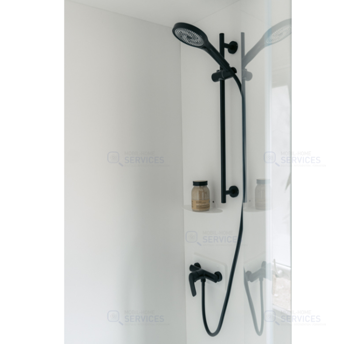 Ensemble barre de douche, pommeau et flexible noir