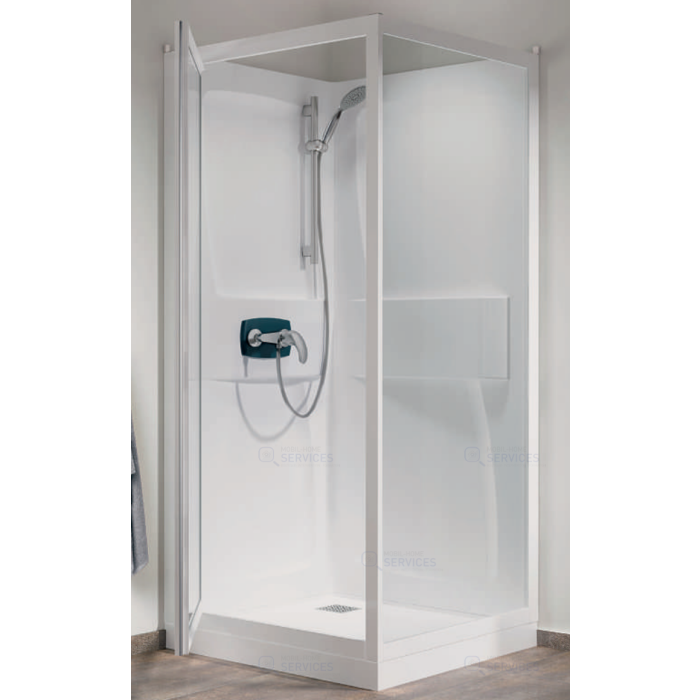 Cabine de douche 80 x 80 x 199 cm d'angle avec 1 porte pivotante