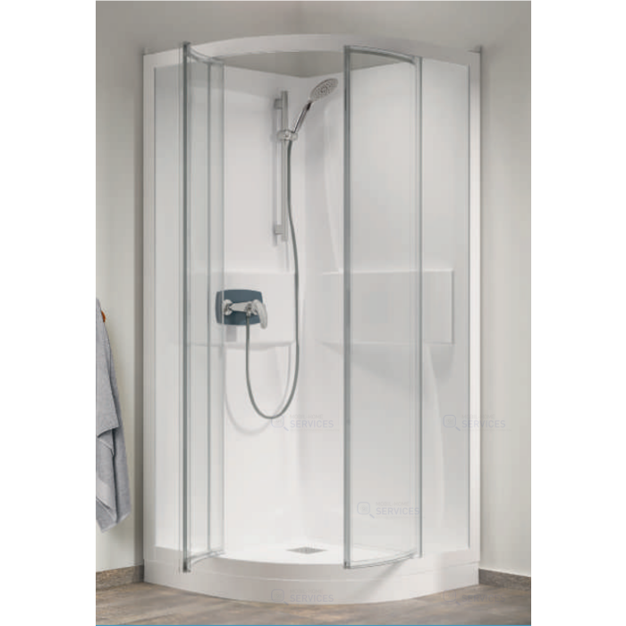 Cabine de douche 80 x 80 x 199 cm 1/4 de rond 2 portes coulissantes
