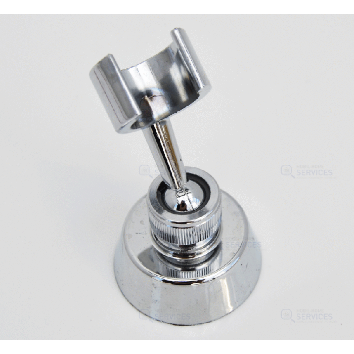 Support chrome shower head on swivel
