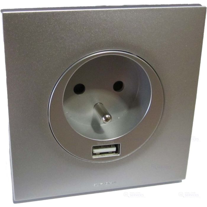Prise électrique 2 pôles avec terre + USB2.1A