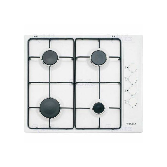 Plaque gaz 4 feux thermocouple + piezzo Blanc