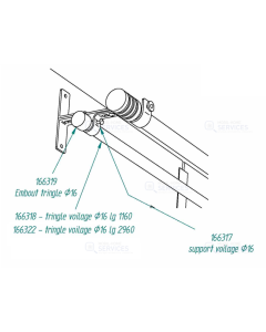 Tringle voilage D16 1160mm