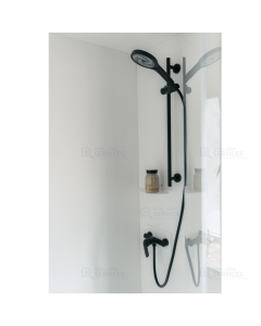 Ensemble barre de douche, pommeau et flexible noir
