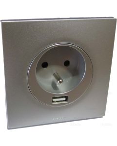 Prise électrique 2 pôles avec terre + USB2.1A